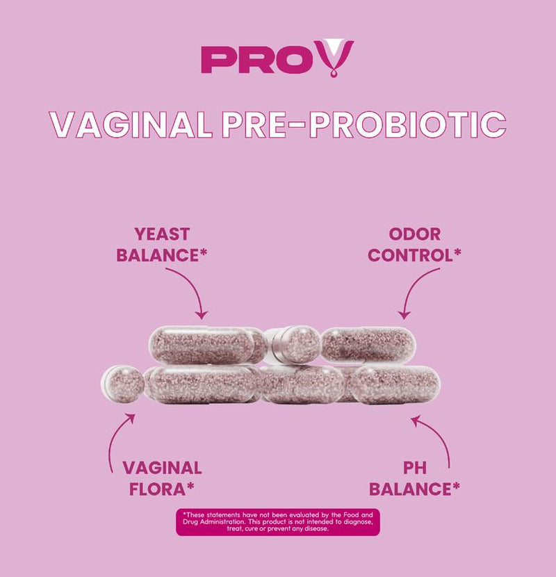 PRO-V Women'S Prebiotic & Probiotic Blend - 6 Probiotic Strains, XOS, Cranberry Extract for Ph Balance, Odor Control & Gut Health - 30 Capsules - Healthcare